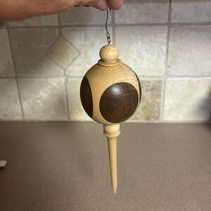 Handmade hand turned Christmas‎ ornament signed wooden